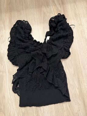 Zara Black Lace Ruffle Sleeve Blouse